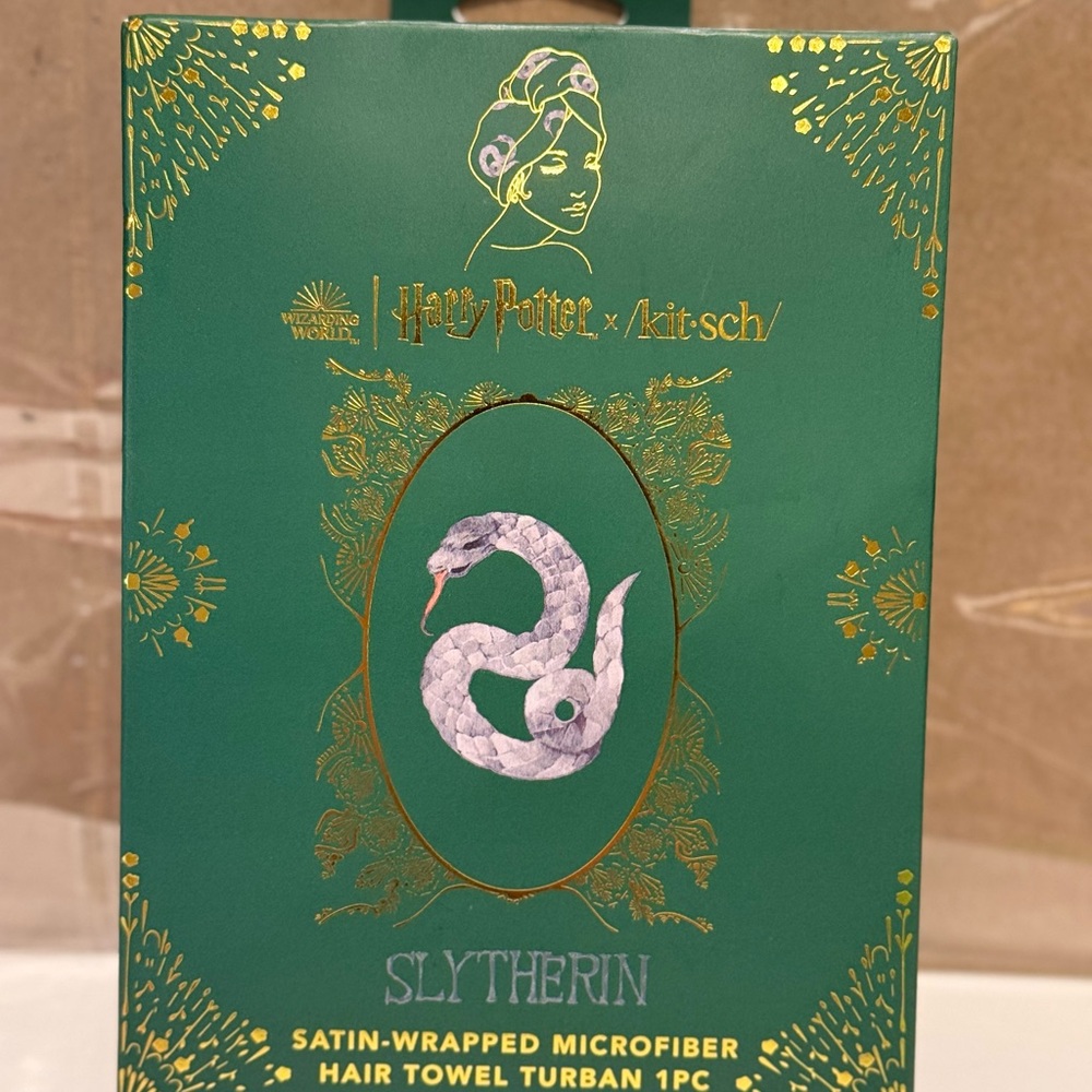 Harry Potter Kitsch Slytherin Satin Hair Towel Turban Y2K Dark Academia New NIB!